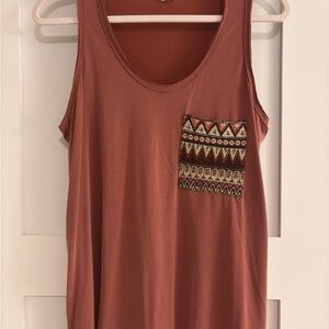 POL Terracotta Tank Top with Patterned Pocket